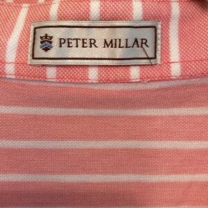 Peter Millar Cotton Pink White Striped Polo Shirt Size XL